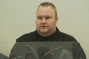 Still image from video shows founder of file-sharing website Megaupload Dotcom at court in Auckland