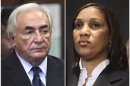 This combo made from file photos shows former IMF leader Dominique Strauss-Kahn on June 6, 2011, left, and Nafissatou Diallo on July 28, 2011, in New York. While Strauss-Kahn faces fresh charges in his native France amid a prostitution ring probe, a judge in New York may decide whether to allow a civil case against him filed by Diallo, the hotel maid who said he sexually assaulted her. The first hearing is likely to deal with complex laws that shield diplomats from prosecution and lawsuits in their host countries. (AP Photos)