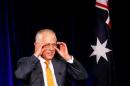 Australian Prime Minister Turnbull reacts as he speaks during an official function for the Liberal Party during the Australian general election in Sydney, Australia