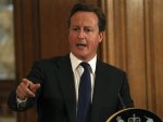 Prime Minister David Cameron speaks during a news conference at number 10 Downing Street in London