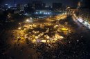General view of tents in Tahrir square as protesters and activists continue with their sit-in, in Cairo