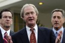 Newly elected governor Chafee speaks outside the West Wing of the White House in Washington