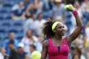 Williams of the U.S. celebrates after defeating Martinez Sanchez of Spain during their women's singles match at the U.S. Open tennis tournament in New York