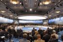 NATO attendees hold a meeting during the 2014 Summit in Newport, South Wales, on September 5, 2014