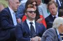 Australian former swimmer Ian Thorpe sits in the royal box on Centre Court at the Wimbledon Championships on July 3, 2014