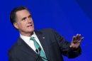 Mitt Romney addresses the Newspaper Association of America convention
