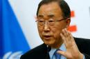 U.N. Secretary General Ban Ki-moon addresses a news conference in Vienna