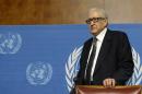 UN-Arab League envoy for Syria Lakhdar Brahimi arrives for a press conference on the Syrian peace talks at the United Nations headquarters on February 13, 2014 in Geneva