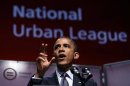 U.S. President Barack Obama talks at the 2012 National Urban League convention at the Ernest N. Morial Convention Center in New Orleans