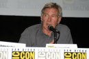 Actor Harrison Ford answers a question at the "Ender's Game" panel on Day 2 of the 2013 Comic-Con International Convention on Thursday, July 18, 2013 in San Diego. (Photo by Denis Poroy/Invision/AP)