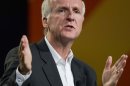 FILE - In this April 11, 2011 file photo, director James Cameron speaks at the National Association of Broadcasters convention in Las Vegas. Cameron tells National Geographic News that his specially designed submarine called 