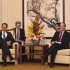 U.S. Treasury Secretary Timothy Geithner, left, meets with Chinese Vice Premier Wang Qishan before a dinner at the Diaoyutai State Guesthouse in Beijing, China, Tuesday, Jan. 10, 2012.  (AP Photo/Andy Wong, Pool)