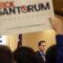 Republican Presidential Candidate Santorum speaks during a Tea Party Rally in Columbus