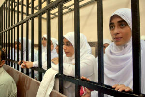 Egyptian women supporters of ousted President …