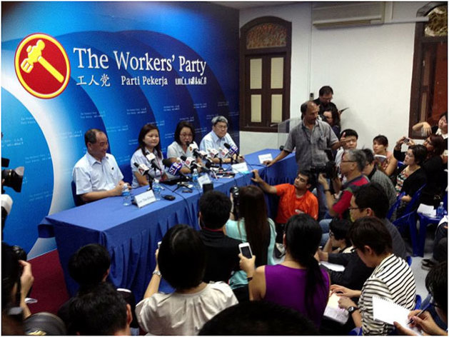 Workers' Party holds a briefing after election win in Punggol East 26 January 2013. (Yahoo! photo)