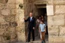 US Vice President Joe Biden (L) arrives with his family to visit the Church of the Holy Sepulchre on March 9, 2016 in Jerusalem's Old City
