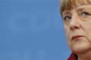 German Chancellor Merkel is pictured during a news conference at the CDU headquarters in Berlin