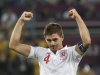 England's Parker celebrates victory over Ukraine after their Group D Euro 2012 soccer match at the Donbass Arena in Donetsk