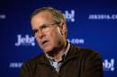 In this photo taken Jan. 12, 2016, Republican presidential candidate, former Florida Gov. Jeb Bush speaks during an interview with The Associated Press in Coralville, Iowa. Political groups are flooding the airways during popular game shows, including "Wheel of Fortune" and 