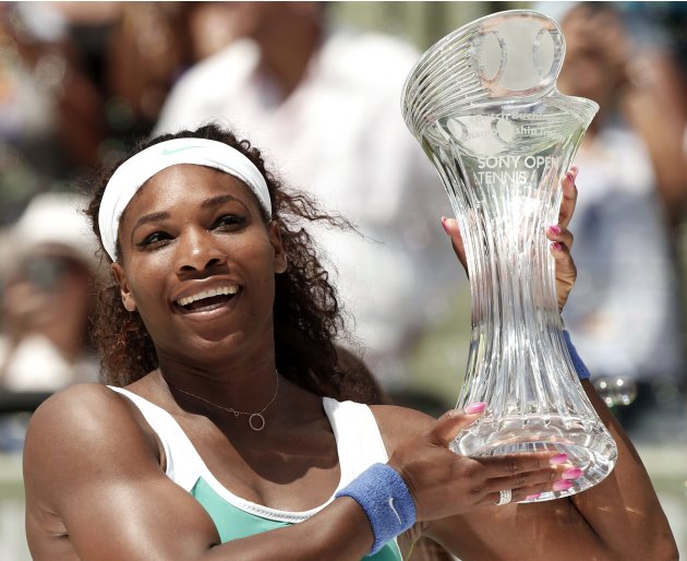 Serena Williams wins the women's final of the Sony Open tennis tournament in Key Biscayne, Florida