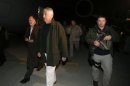 U.S. Secretary of Defense Chuck Hagel walks with Cunningham and Dunford upon his arrival Kabul in Afghanistan