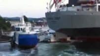 Massive Ship Crashes Into Boats