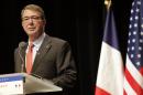U.S Defense Secretary Ashton Carter delivers a speech during a conference in Paris, Thursday, Jan 21, 2016. Carter said Wednesday that defense ministers from France and five other nations have agreed to intensify the campaign against Islamic State group in Iraq and Syria, and that the coalition will work together to fill the military requirements as the fight unfolds over the coming months. (AP Photo/Christophe Ena)