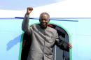 Zambian President Michael Sata arrives at Solwezi airport on September 10, 2014 in Zambia