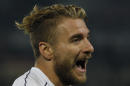 Italy's Ciro Immobile celebrates after scoring the winning goal against Macedonia, during their World Cup Group G qualifying soccer match at the Philip II of Macedon National Stadium in Skopje, Macedonia, on Sunday, Oct. 9, 2016. (AP Photo/Boris Grdanoski)