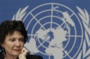 Chanet Head of a United Nations human rights Inquiry Commission pauses during a news conference in Geneva
