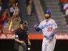 Los Angeles Dodgers' Matt Kemp tosses his bat after striking out during the sixth inning of a baseball game against the Los Angeles Angels, Wednesday, May 29, 2013, in Anaheim, Calif.  (AP Photo/Mark J. Terrill)