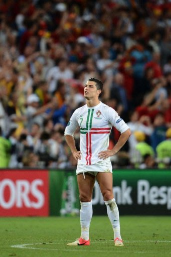 Portuguese forward Cristiano Ronaldo reacts at the end of the penalty shoot out