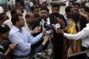 File picture shows prosecutor Chaudhry Zulfikar talking to journalists outside the anti-terrorism court in Rawalpindi
