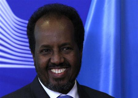 Somalia's President Hassan Sheikh Mohamud arrives at the European Commission headquarters in Brussels January 30, 2013. REUTERS/Yves Herman