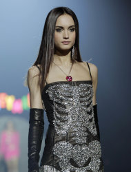 The Betsey Johnson Fall 2012 collection is modeled during Fashion Week in New York, Monday, Feb. 13, 2012. (AP Photo/Kathy Willens)