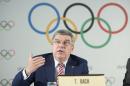 International Olympic Committee (IOC) president Thomas Bach, from Germany, speaks during the closing of the executive board meeting of the IOC in Lausanne, Switzerland, Friday, June 3, 2016. (Martial Trezzini/Keystone via AP)