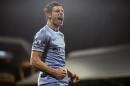 Manchester City's Milner celebrates his goal against Fulham during their English Premier League soccer match in London