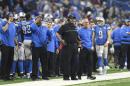 Detroit Lions head coach Jim Caldwell and staff watch from the sidelines during the second half of an NFL football game against the Green Bay Packers, Sunday, Jan. 1, 2017, in Detroit. (AP Photo/Jose Juarez)