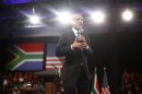 U.S. President Obama participates in a town hall-style meeting with young African leaders at the University of Johannesburg in Soweto