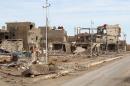 Buildings destroyed during military operations against jihadists from the Islamic State group pictured in the city of Ramadi in Iraq's Anbar province, on February 2, 2016