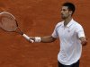 Serbia's Novak Djokovic reacts as he plays France's Jo-Wilfired Tsonga during their quarterfinal match in the French Open tennis tournament at the Roland Garros stadium in Paris, Tuesday, June 5, 2012.  (AP Photo/Michel Spingler)