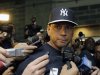 New York Yankees' Alex Rodriguez, who is on the disabled list after hip surgery, talks to media outside the Yankees clubhouse before the Yankees Opening Day baseball game against the Boston Red Sox at Yankee Stadium in New York, Monday, April 1, 2013.  (AP Photo/Kathy Willens)