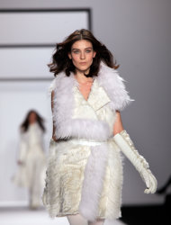 The J. Mendel Fall 2012 collection is modeled during Fashion Week, in New York, Wednesday, Feb. 15, 2012. (AP Photo/Richard Drew)