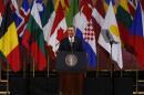 U.S. President Barack Obama holds a speech at Bozar concert hall in Brussels