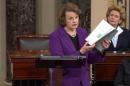 Video grab shows Senate Intelligence Committee Chairwoman Feinstein speaking on the floor of the U.S. Senate in Washington