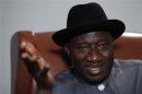 Nigeria's President Jonathan speaks during an interview with Reuters in New York