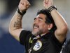 Maradona, coach of Al-Wasl, celebrates after his team scores against Al Khor during their GCC Champions League soccer match in Doha