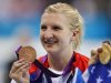 Britain's Rebecca Adlington poses with her bronze medal during the women's 800m freestyle victory ceremony at the London 2012 Olympic Games at the Aquatics Centre
