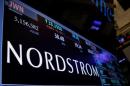 Trading information for fashion retailer Nordstrom is displayed on a screen at the post where it is traded on the floor of the NYSE