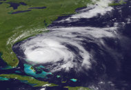 An image provided by NOAA is an Aug. 26, 2011 view of Hurricane Irene made by the GOES-east satellite. The hurricane is projected to follow a path up the East Coast from North Carolina to Maine and into Canada. (AP Photo/NOAA)
